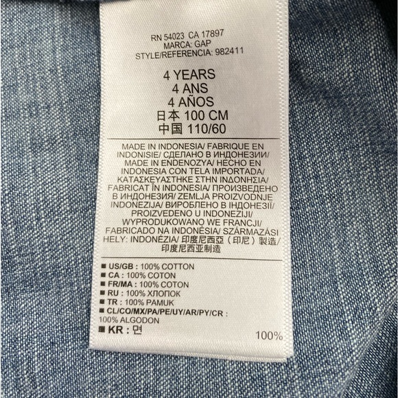 Baby Gap Blue Chambray Western Snap-Front Long Sleeves Shirt Size 4 - Picture 9 of 10
